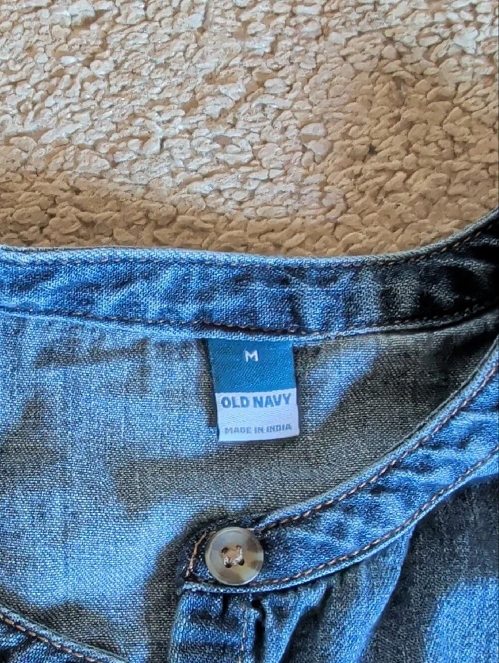 Old Navy Denim Button-Up Puff Sleeve Blouse - Blue